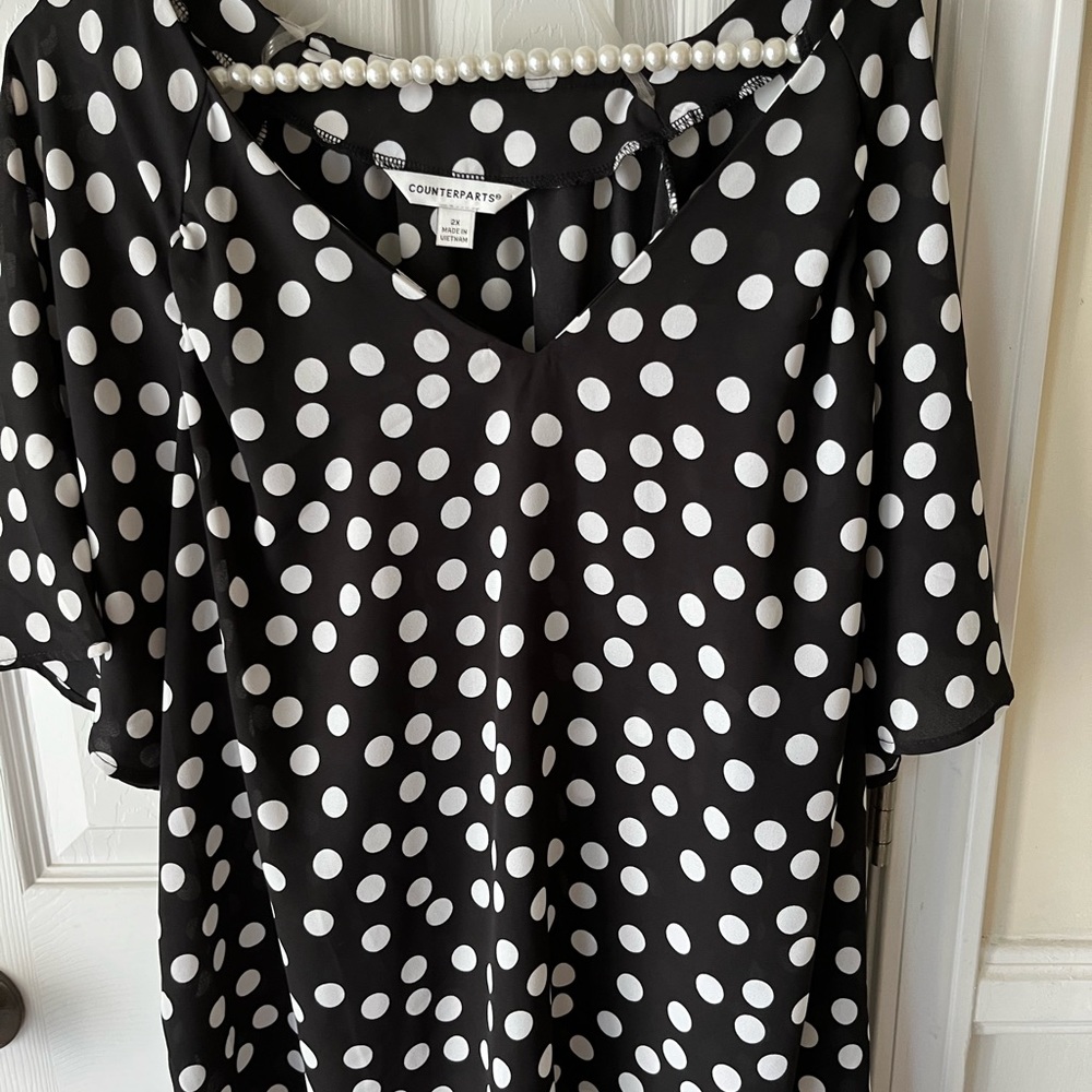 Black and White polka dot ladies blouse